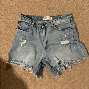 Abercrombie & Fitch Light Wash Distressed Denim Shorts